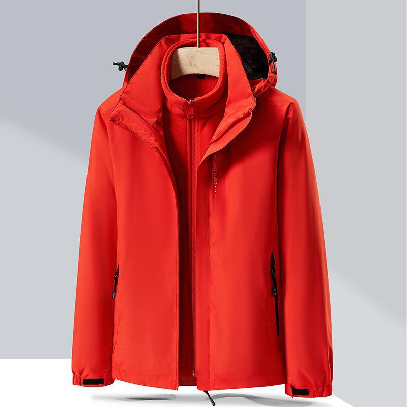Men's and Women's Windproof 3-in-1 Detachable Jacket Set: Fleece-Lined, Waterproof, Breathable, Perfect for Mountaineering.