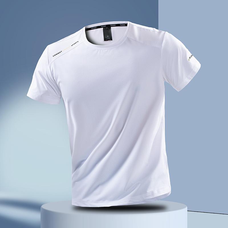 

Мужская летняя футболка из ледяного шелка, быстросохнущая, дышащая, с круглым вырезом XL