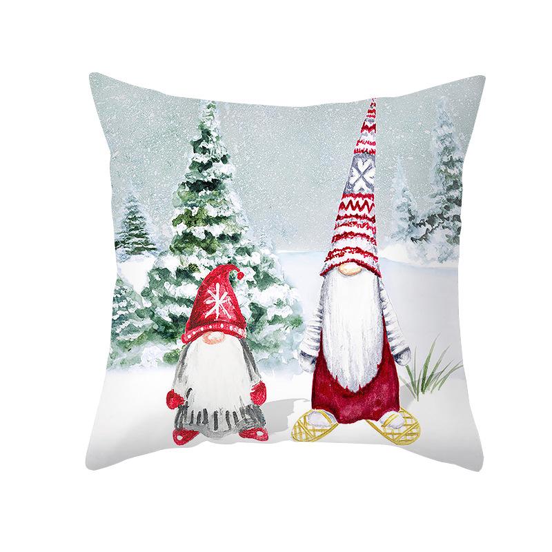 Cartoon Printed Christmas Pillow Case Peach Skin Santa Claus Wish Pillow Home Sofa Cushion