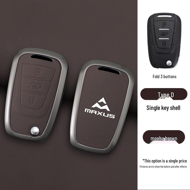 Compatible with 23 SAIC MAXUS V80 Models: Metal Key Cover with Genuine Leather Buckle.