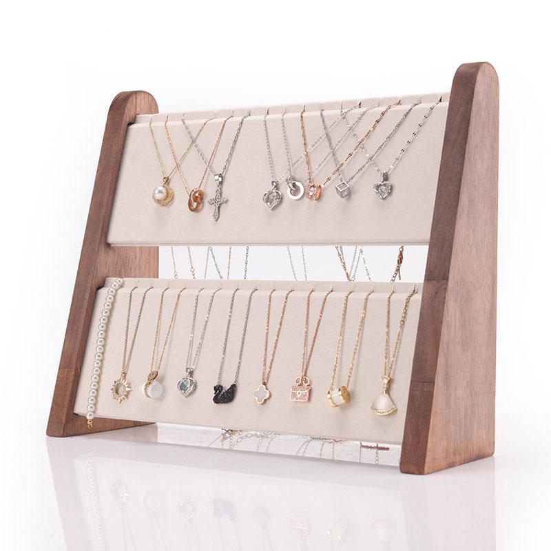 Jewelry Display Stand for Necklace Wooden Jewelry Storage Holder for Pendant Bracelet Display Props Home Shop Counter Shows Rack