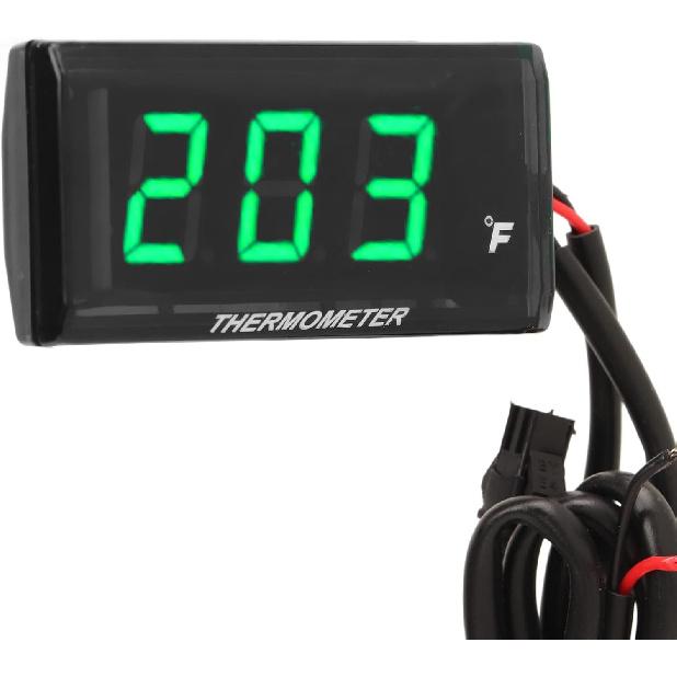 Motorrad Digitales Thermometer, DC 12V Ultra Dünnes Wassertemperaturanzeige Messgerät mit 18mm Sensoradapter und LCD-Anzeige, Digitales Hygrometer Feuchtigkeit