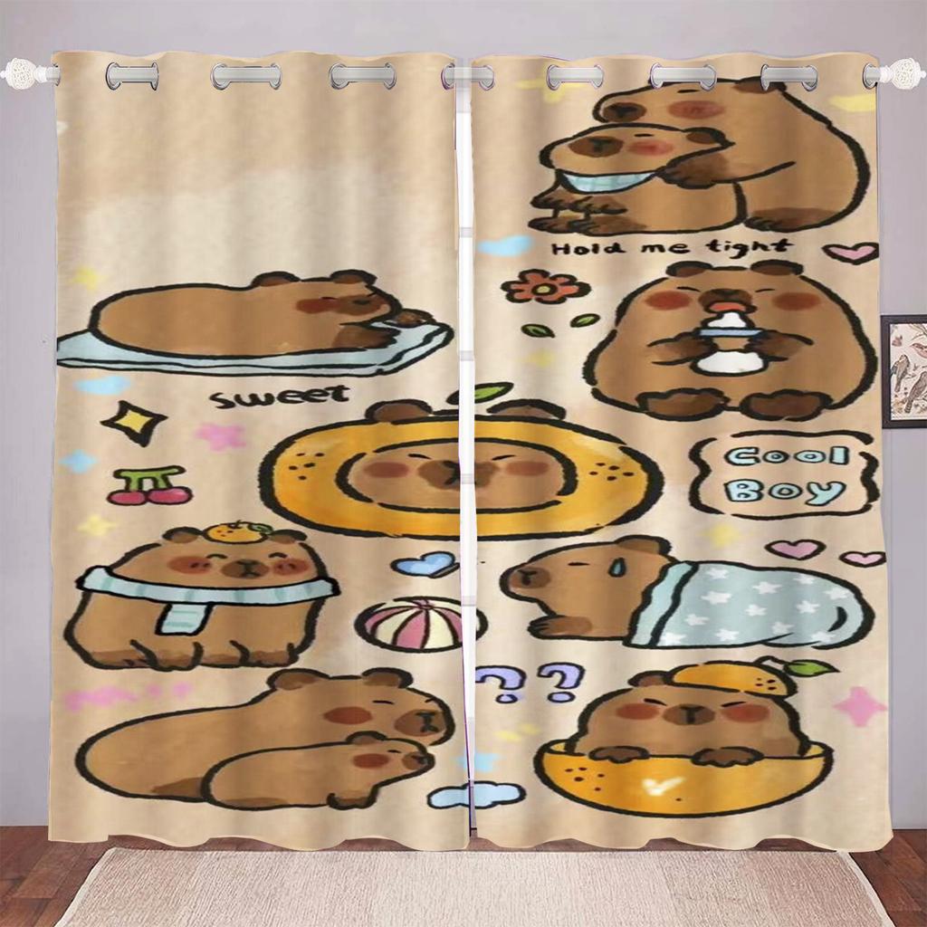 Cartoon Capybabr Curtain For Boy 3D Print Bedroom Living Room Window Blackout Partition Style Home Decoration