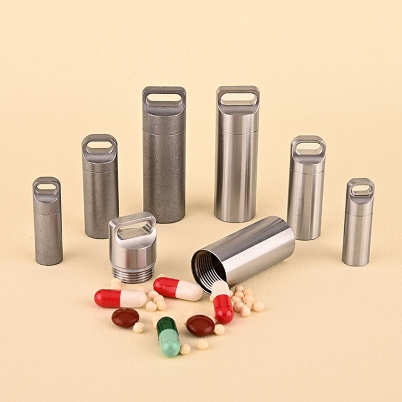 Small Keychain Pills Holder Small Watertight Stainless Steel Case For Organizing Camping Gear And Emergency Tool