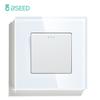 Bseed 1 Gang 1 Way 2 Way 3 Way Push Button Switch EU Standard Home Switch Black White Golden With Crystal Glass Panel
