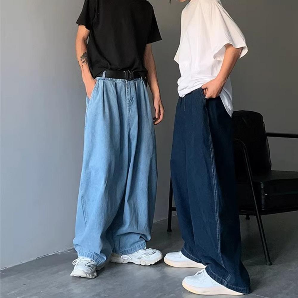 Gerade Jeans Männer Blau Lose Denim Hose Neutral Y2K Jean Streetwear Casual Wide Jeans Mans Hosen Männer Baggy Hip Hop