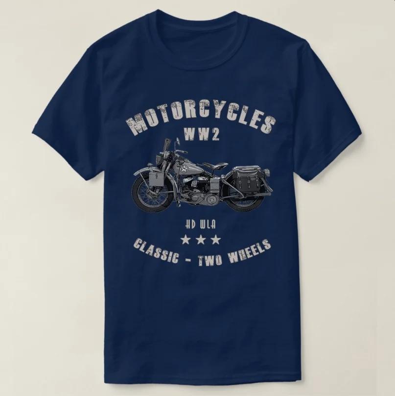 HD WLA WWII Classic Military Motorcycle T-Shirt 100% Cotton O-Neck Summer Short Sleeve Casual Mens T-shirt Size S-3XL