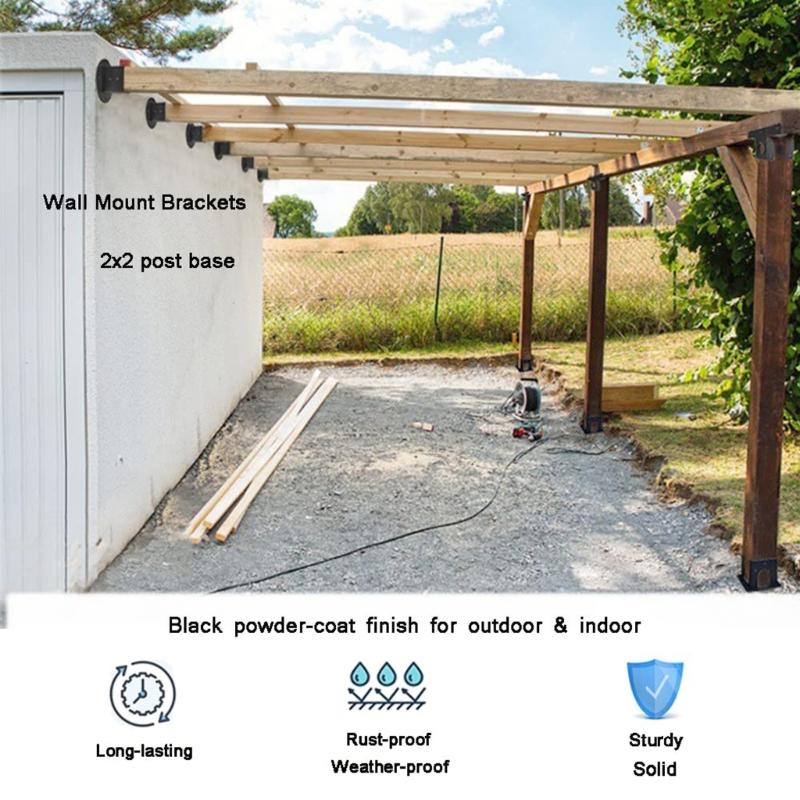Set of 6 Powder Coated Steel Post Base Anchors for Fence Railings Privacy Panel Gazebos Pergolas and Mailbox Support