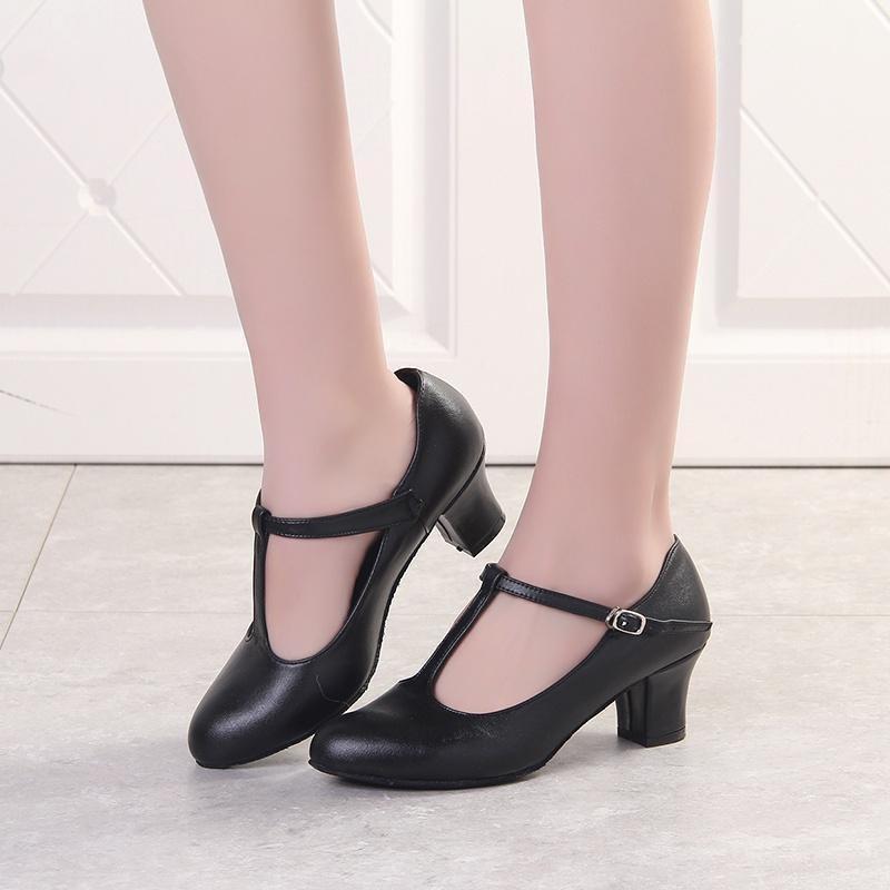 Leather Latin Dance Shoes for Women's Dance Parties Waltz Indoor Modern Dance Shoes Heeles 6cm