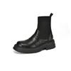 Krazing Pot Microfiber Autumn Winter Shoes Thick High Heels Flat Platform Size 43 Motorcycle Boots Knitwear Ankle Boots
