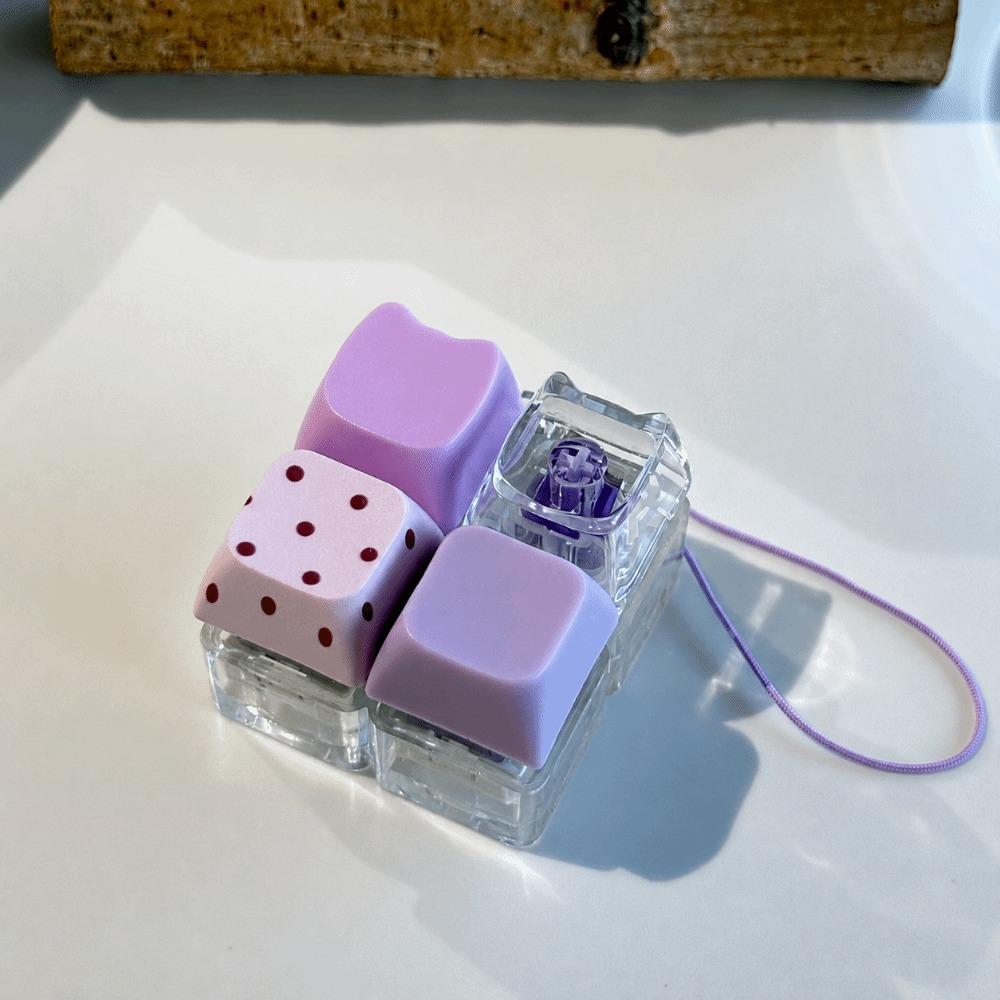 Plastic Fidget Keychain Toy 4 Keys Sensory Toy Fidget Buttons Pendant Pass The Boring Time