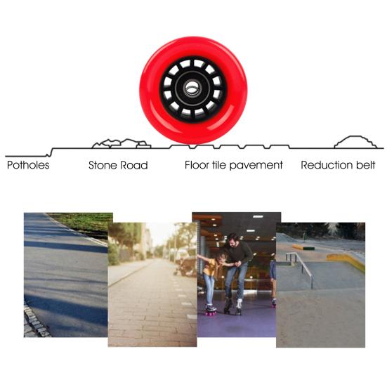 1Pc/4Pcs/8Pcs Skate Wheel Not Luminous Good Grip with Bearings Indoor Outdoor Quad