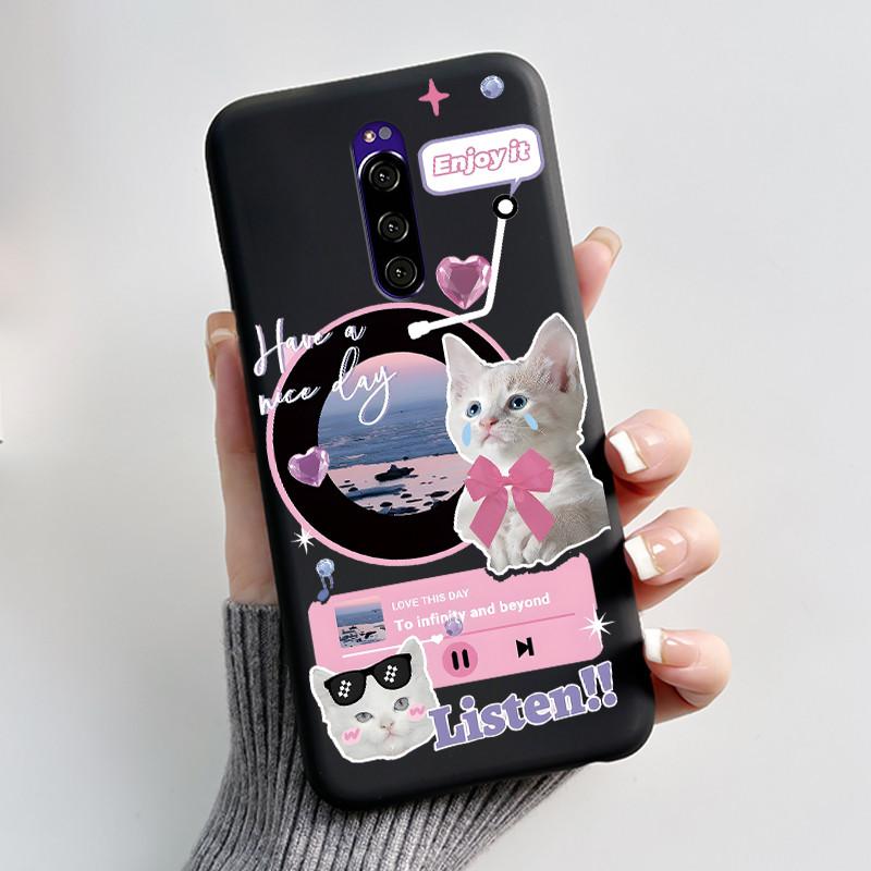 Case For Sony Xperia 1 XZ4 Casing Aesthetic Fashion Cute Cat Black Silicone Soft Shockproof Phone Cover For Sony Xperia 1 Case