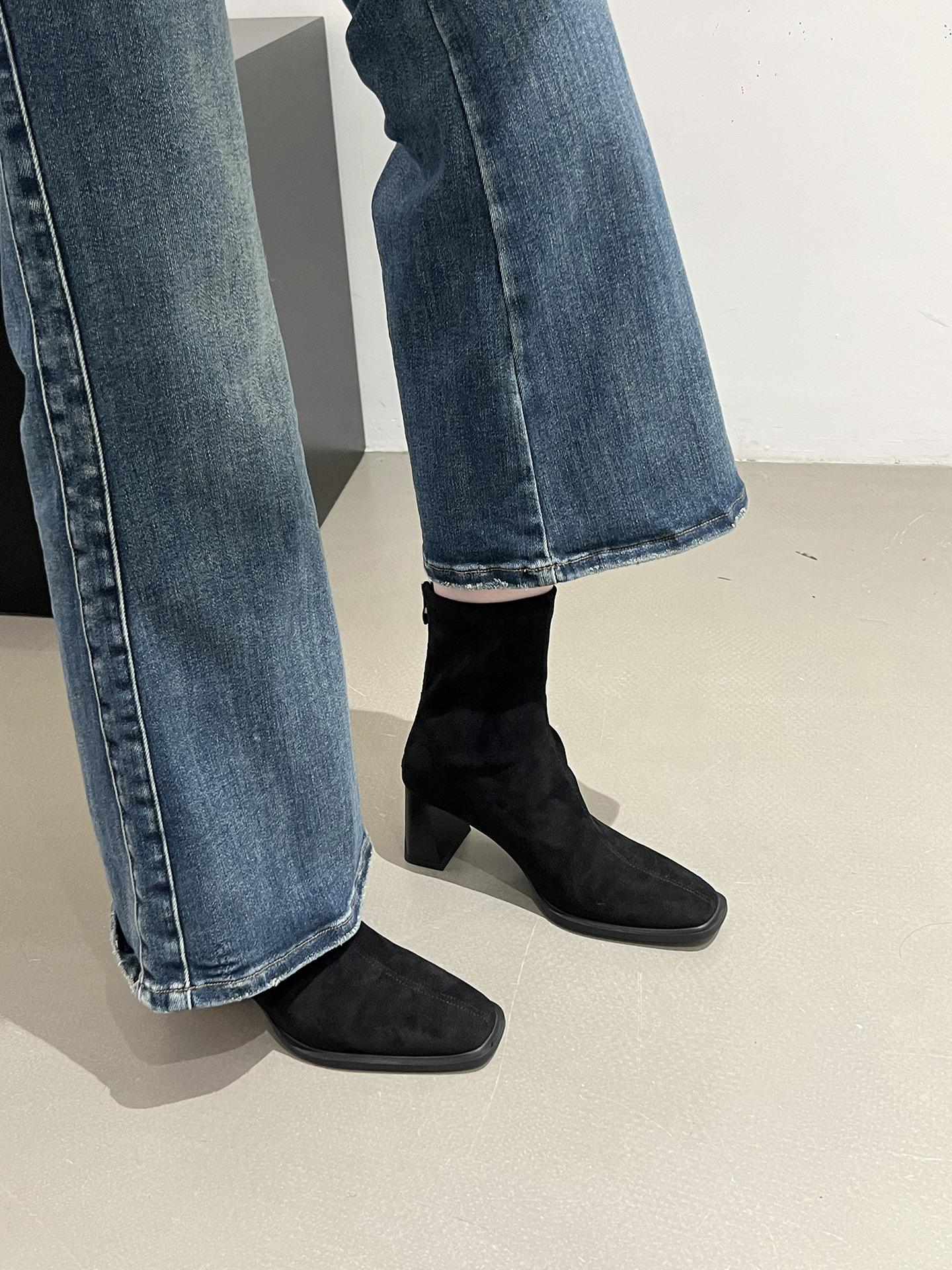 

Vintage Thick Heel Square Toe Women Ankle Boots Ladies Elegant Mordern Short Botas Autumn Winter Zapatos De Mujer 2026 35 чёрный