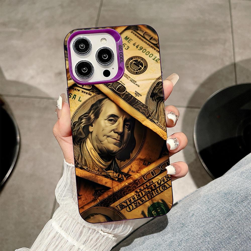 USD Dollar Purple Translucent Mobile Phone Case for iPhone 17 16 15 14 13 12 11 X XR XS Air Pro Max Plus Colorful Cover