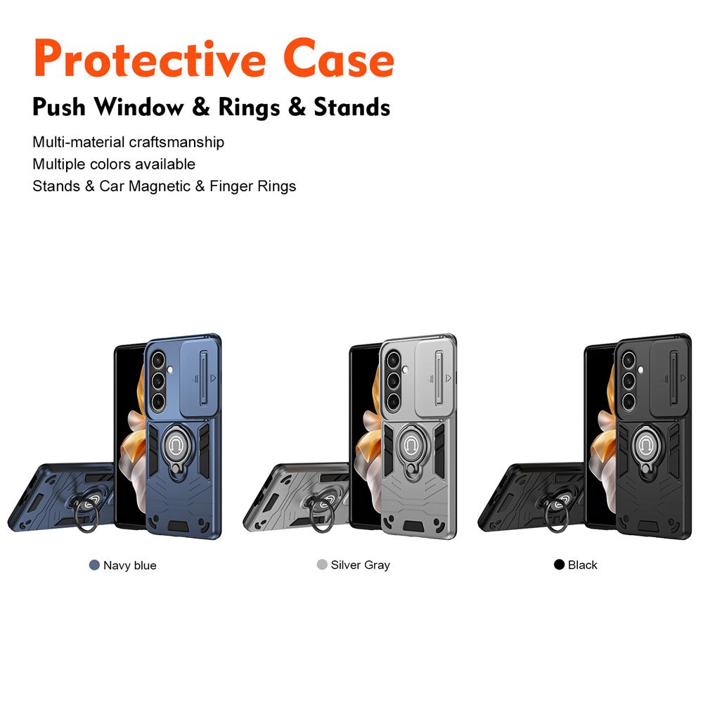 KEYSION Shockproof Armor Case for Samsung S25 FE 5G Camera Lens Protection Ring Stand Phone Back Cover for Galaxy S25 FE 5G