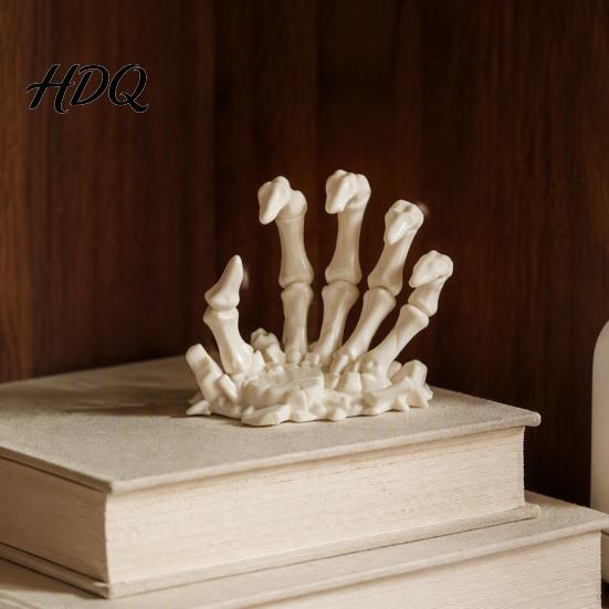 Human Skeleton Ornament Hand Figurine 3D Printed Realistic Bone Skull Sculpture Niche Gaming Room Decor Gothic Dark Aesthetic Desktop for