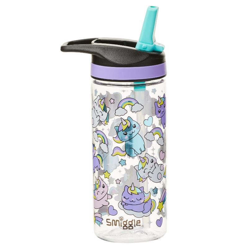 Smiggle Australia Silicone Spout Straw Water Bottle School Kids Tumbler Leakproof BPA-Free 400ml Fun Portable Hydration