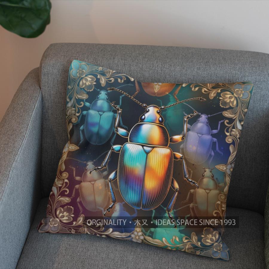 2D Colorful Beetle Pattern Decorative Pillow Cover Pattern Cushion Cover Suitable For Sofa Bedroom Car Pillow Cover
