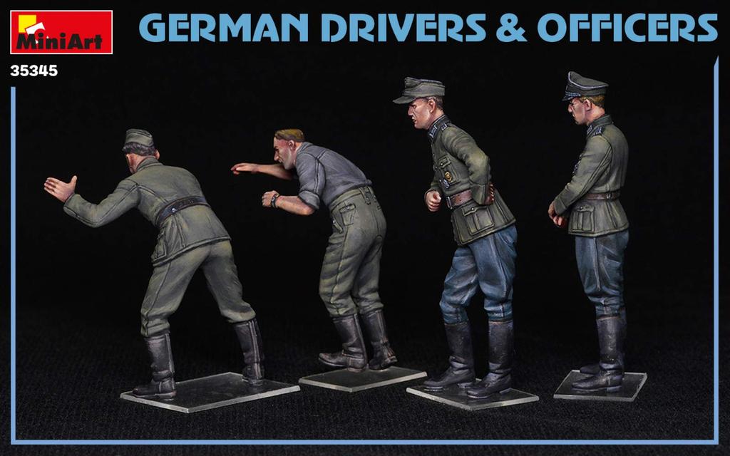 MiniArt Scale German Soldier Driver Officer Set Plastic Model Kit MA35345 1/35 & (4 Figures)
