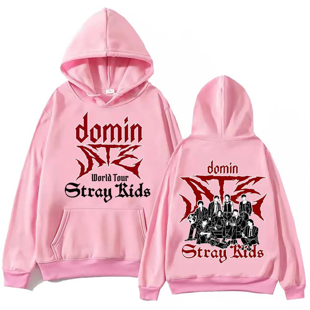 2026 Hot Boy Group Stray Kids Domin ATE World Tour Double‑Sided Print Hoodie Loose Men Women Hoodie Soft Cotton Sweatshirt Loose Cozy and Versatile