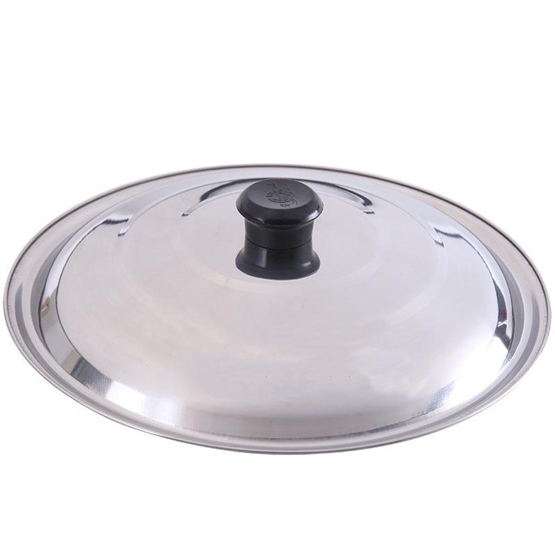 Large Stainless Steel Iron Pot with Round Lid for Household Stir-Frying