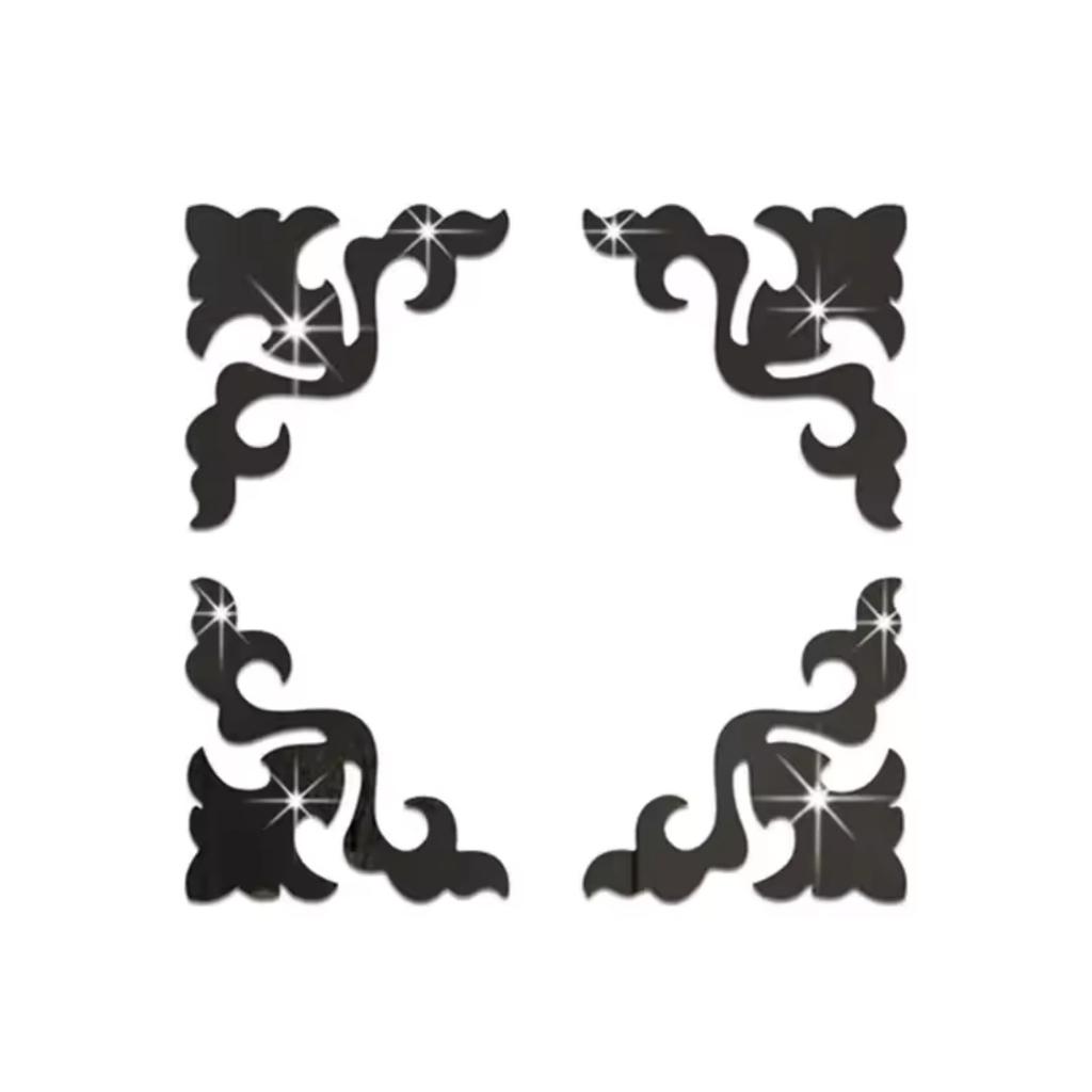 4pcs 3.94inch Furniture Decoration Mirror Sticker 3D Wallsticker Acrylic Self-adhesive Mirror Gold Sliver Sticker Cabinet Corner