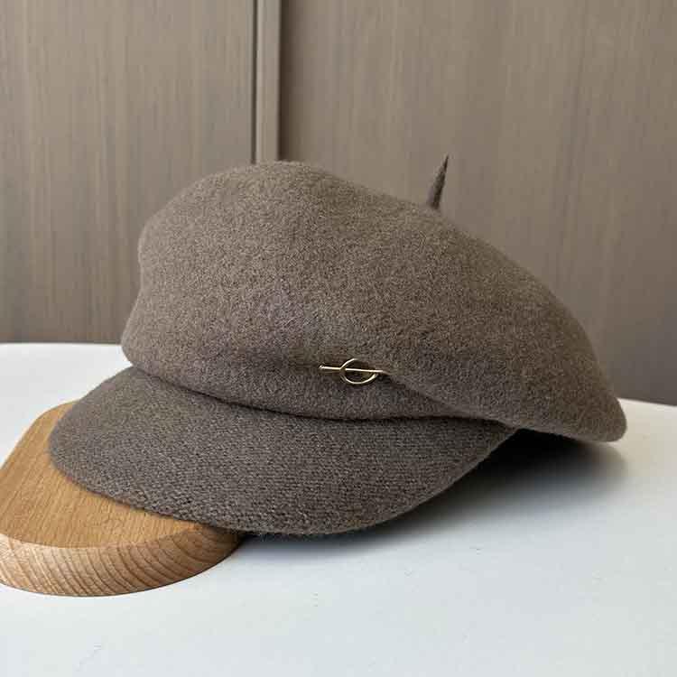 Autumn and Winter Woolen Thickened Newsboy Hat Female Star Anise Cap Elegant Painter Bud Hat