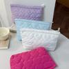 Quiltet Hjerte Toilettaske Blød Makeup Pung Rejse Toilettaske Organizer Ensfarvet Clutch til Kvinder Piger Ferie Daglig Brug