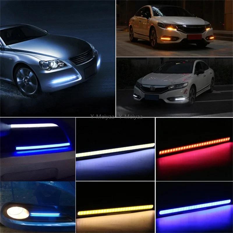 2PCS Universal 12V Ultra Thin Bright LED Car COB Daytime Running Lights SuperBright Low Cosumption Auto DRL Fog Driving Lamp