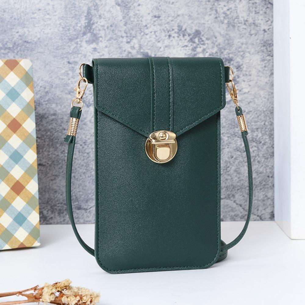 New PU Leather Touch Screen Phone Purse Portable Strap with Hook Closure Mobile Phone Bag Multi-function Shoulder Handbag
