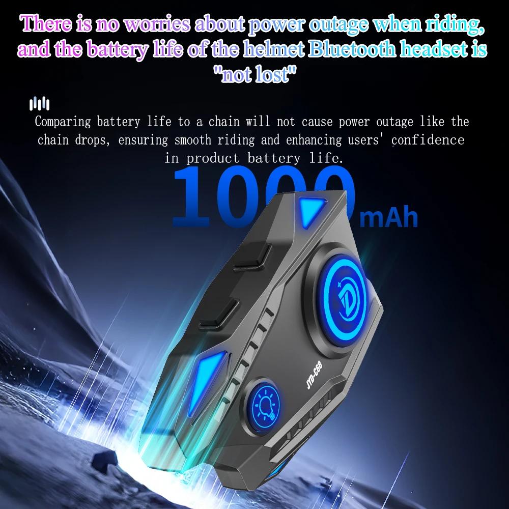 Motorcycle Helmet Headset Bluetooth 5.4 Earphone RGB Lights IPX67 Waterproof Voice Assistant Handsfree Call 1000mah Battary