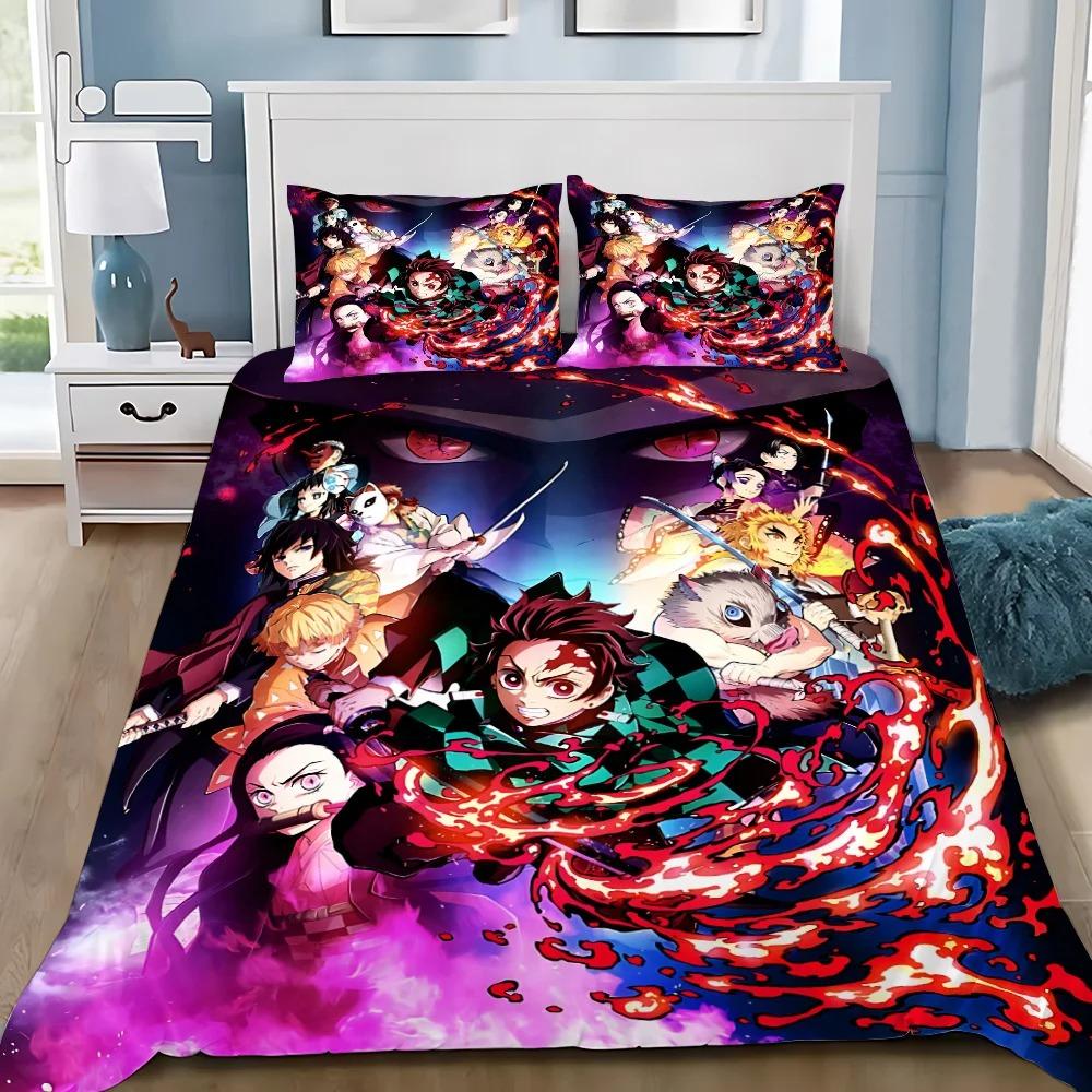 Dynetrekk Demon Slaye 3D Utsøkt Muichiro tokito Anime Digitaltrykk Sengetøy Sett Dyne Seng Ungdom Hjem Dekor Gutt Gave