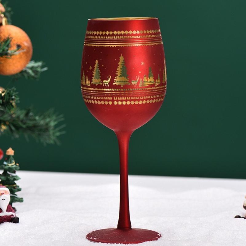 450/520ml Christmas tree Goblet Red Wine Glass Egg Cups Electroplating Engraving Champagne Glass Christmas Party Home Goblet