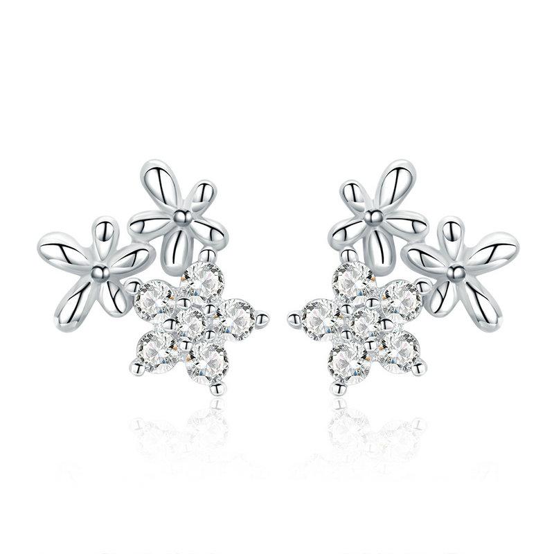 WOSTU Silver Earrings Real 925 Sterling Silver Asymmetrical Heart Hoop Earrings for Women Fashion Silver Earring Jewelry Gift