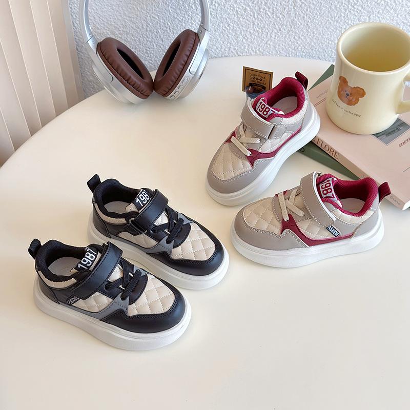 Children's Contrasting Sports Shoes Spring and Autumn 2025 Boys' Children's Leather Casual Shoes Girls' Running Shoes Versatile
