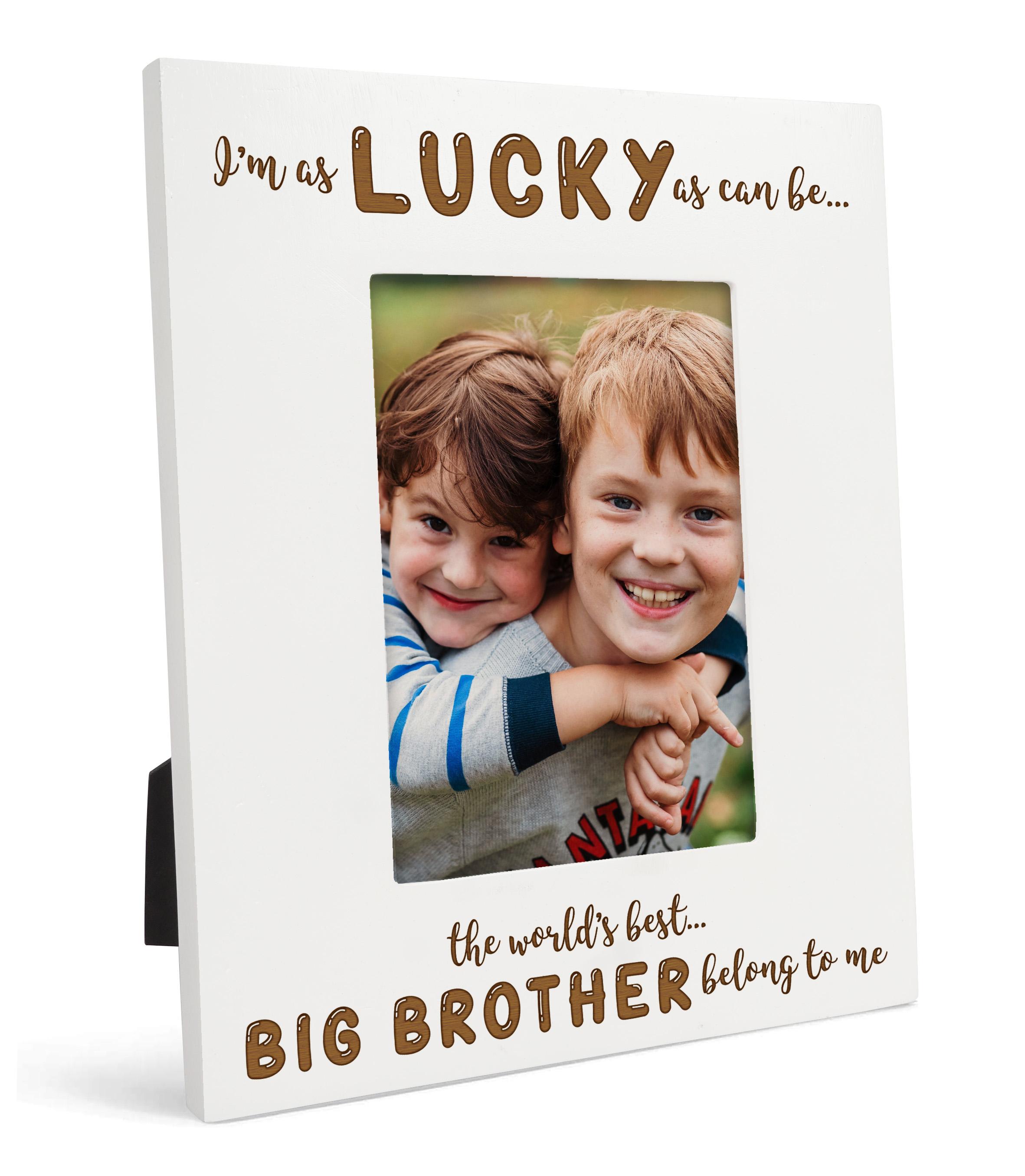 

Любий сувенір, зроблений з любов’ю, настільна фоторамка з гравіюванням, дерев’яна, мені так пощастило, цитати, біла фоторамка 4x6 Inches Vertical білий