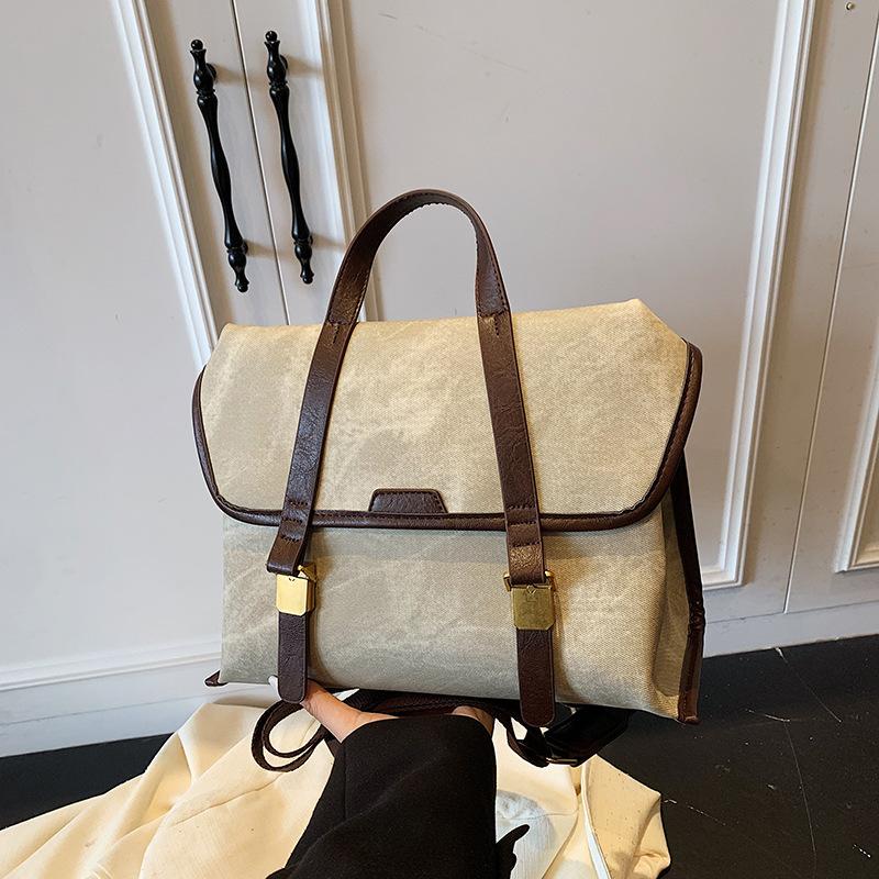 Premium texture backpack women's 2025 new fashion retro college student schoolbag going out commuting backpack travel bag