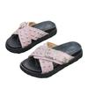 Large size thick-soled slippers summer new European and American rivet belt buckle one-word cool slippers