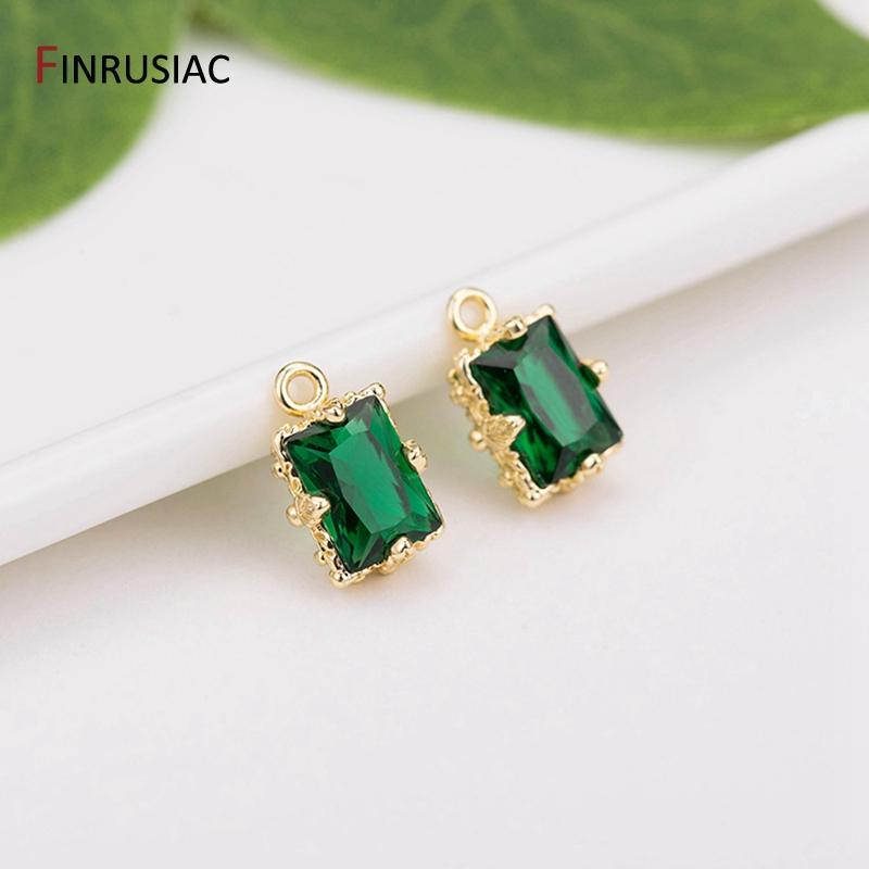 

Korean Fashion Green Zircon Small Pendant Charm, DIY Making Earrings Necklaces Components Findings, Jewellery Making Supplies 2 pieces