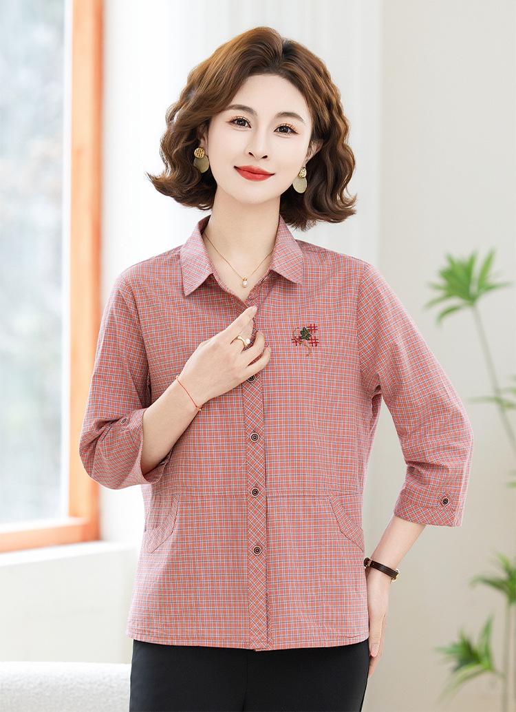 

2026 Mid-Sleeve Pure Cotton Top for Middle-Aged & Elderly Women L (for 90-105 jin) красный