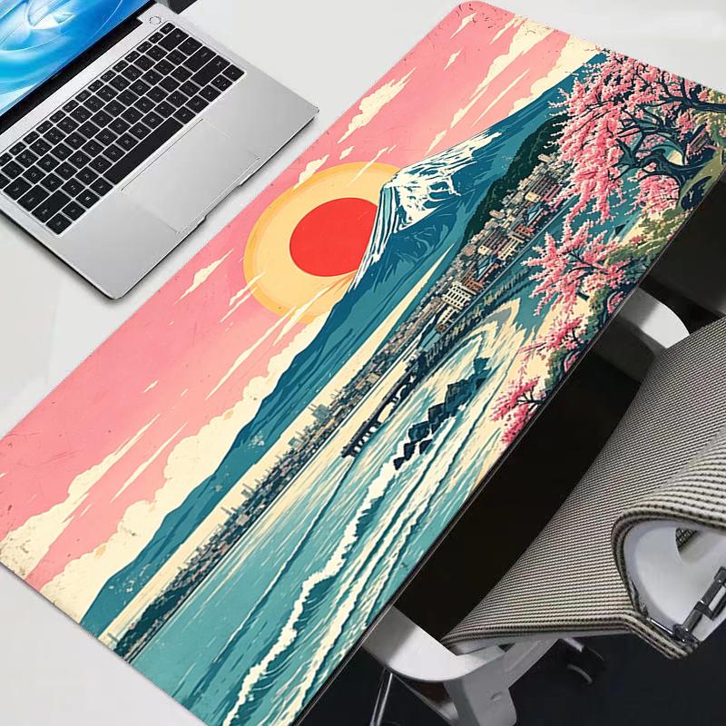 Large Mouse Pad Fuji Mountain Cherry Blossoms Notbook Desk Mat Rubber Gamer carpet Keyboard Rug Non-Slip Esports Gaming Mousepad