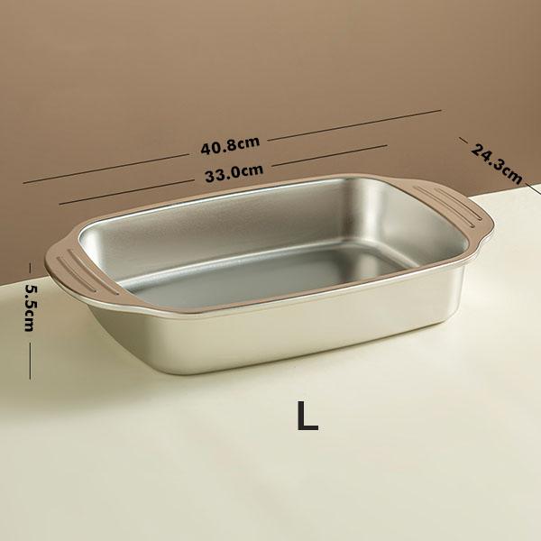 Stainless Steel Cooking Pan, Heavy-Duty Metal Food Serving Plate - Kitchenware
