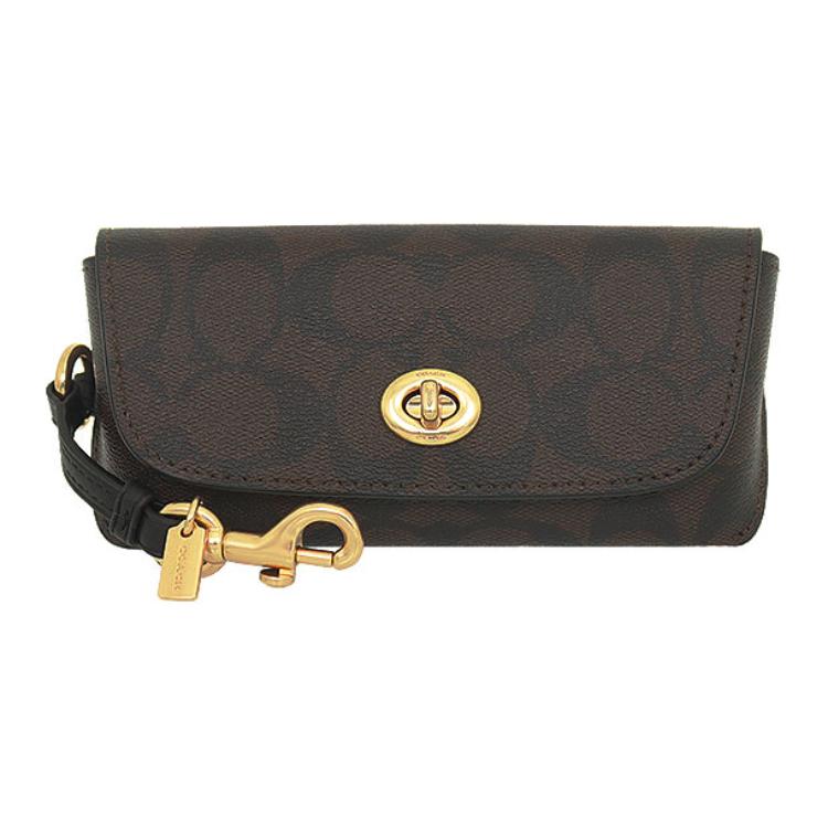 New COACH Sunglass Case Eyeglass Pouches Dark Brown 73639-IMAA8