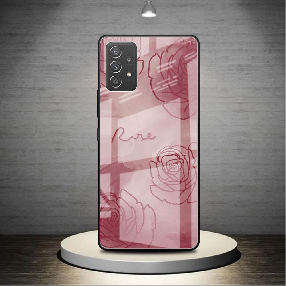

Glass Case For Samsung Galaxy A52 A71 A50 A51 A70 A21s A31 A72 A10 A12 A30 A22 5G Phone Cover Flower Cute Samsung A30