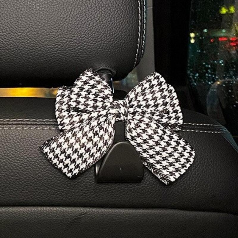 Creative Car Butterfly Bow Hook Multi-functional Backseat Hook For Car Interior Abs+cloth Bow Black Love Butterfly Bow Black Hook