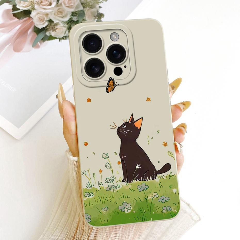 Cute Printed Phone Case For iPhone 16 Pro Max iPhone16 16Pro Soft Silicone Shockproof Cases For iPhone 16ProMax Covers Bumpers