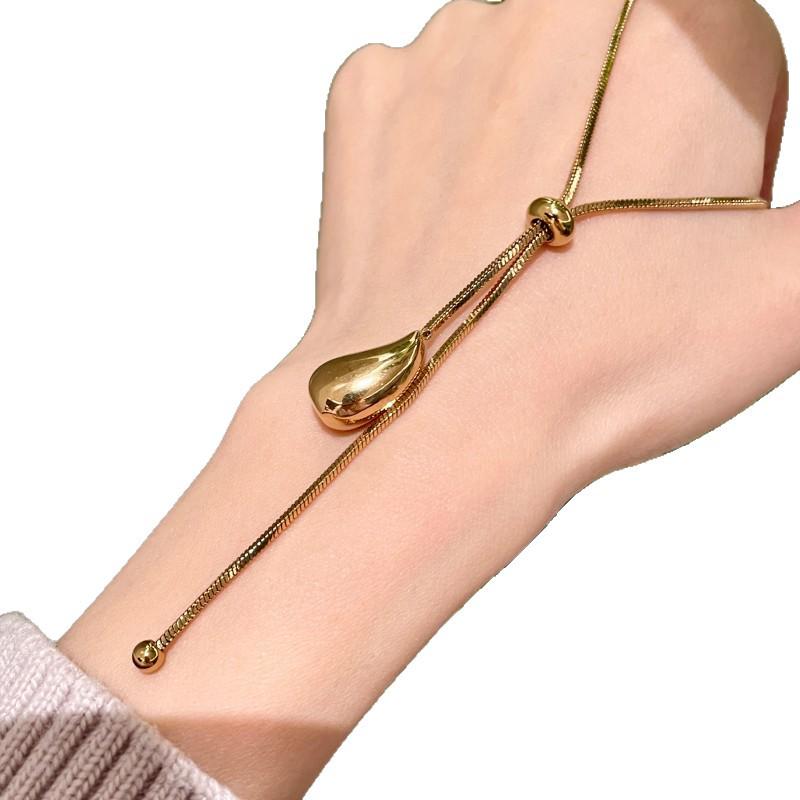 Korean Gold Water Drop Long Necklace—2026 High-End Fashion Sweater Chain for Women