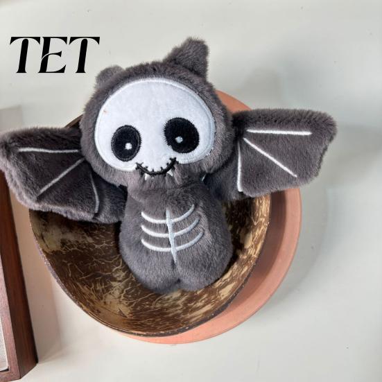 Soft PP Cotton Pendant Plush Bat Keychain, Cute Stuffed Skeleton Bag Charm, Gothic Backpack Decoration for Kids Spooky Animal Key Ring Accessory