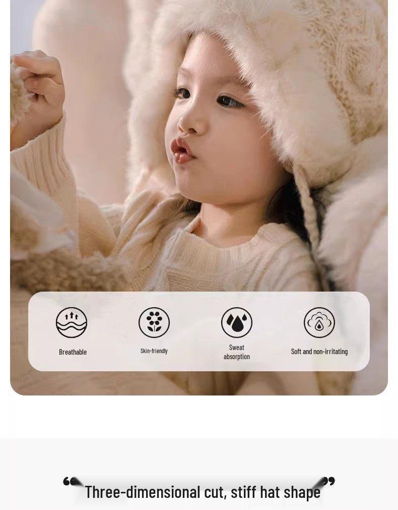 Girls' Warm Plush Ear Protection Hat for Autumn/Winter - Cute & Versatile